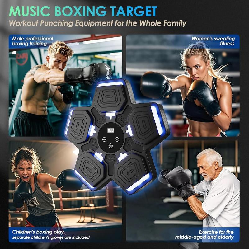 Music Boxing Machine for Adults Kids with Boxing Gloves, Boxing Wall Mount Machine 9 Speeds & 9 Modes, Smart Bluetooth Punching Trainer