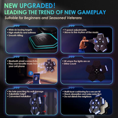 Music Boxing Machine for Adults Kids with Boxing Gloves, Boxing Wall Mount Machine 9 Speeds & 9 Modes, Smart Bluetooth Punching Trainer